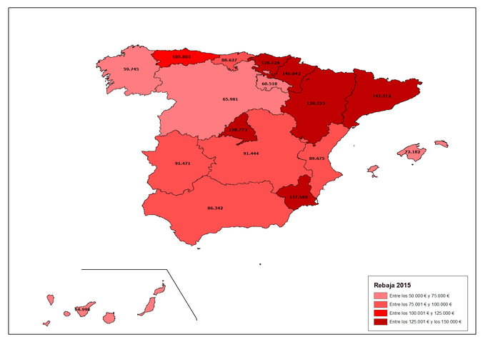 Los propietarios han rebajado su vivienda, de media, 105.000 € en ocho años - Fotocasa Life Mapa Rebaja 2015 vivienda segunda mano
