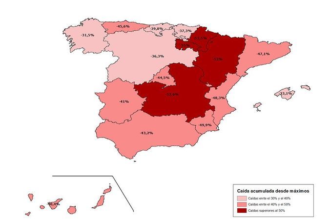 Mapa comunidades caida acumulada desde maximos