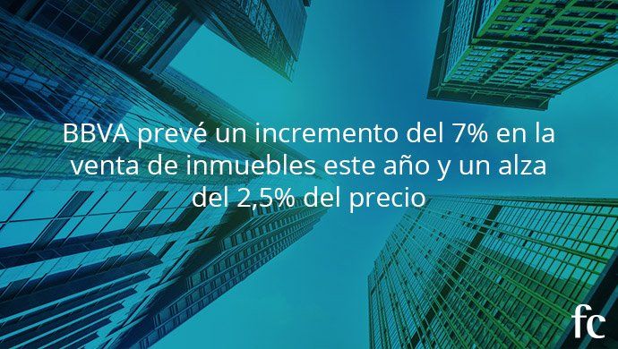 BBVA prevé un incremento del 7% en la venta de inmuebles este año y un alza del 2,5% del precio