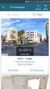 Función “Descartados” de la nueva aplicación de Fotocasa.