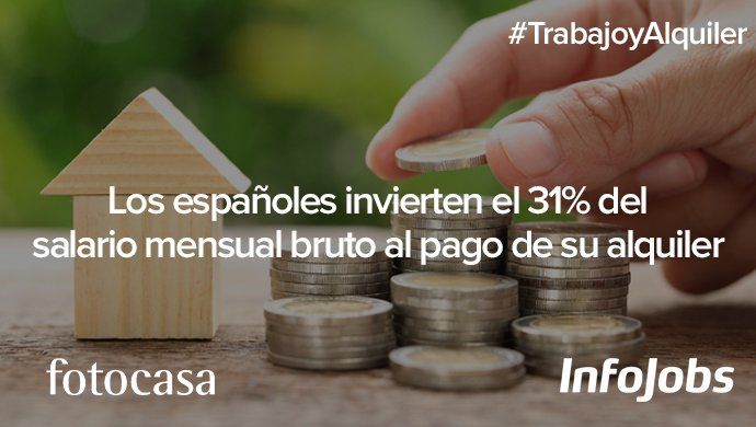 Los españoles emplean el 31% de su salario mensual al pago del alquiler