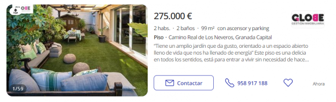 Piso con jardín en Granada Casas con jardín