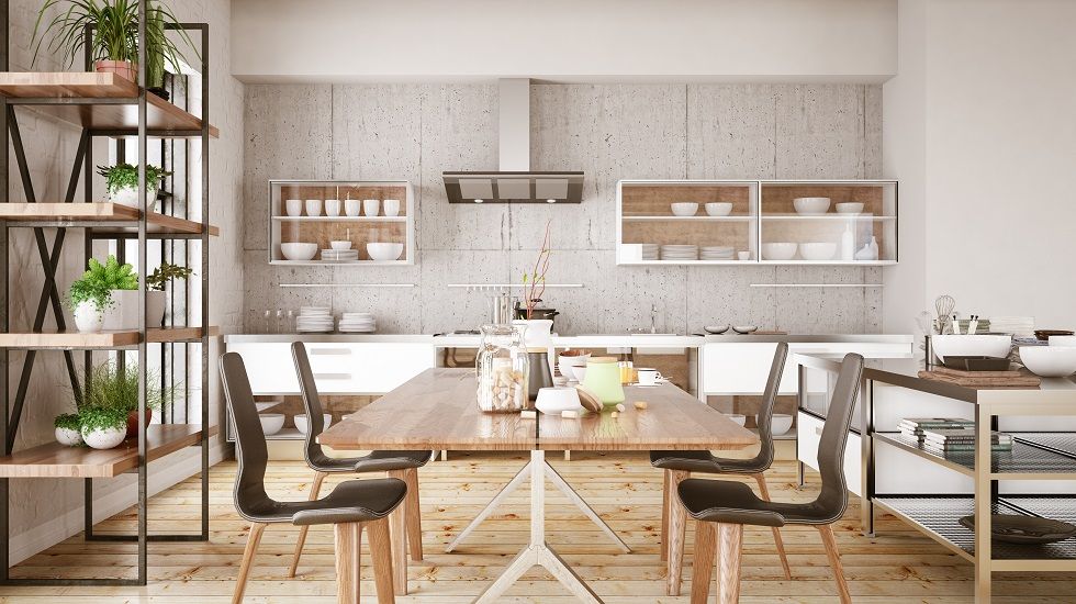 cocina con liminosidad cocina moderna con mesa grande