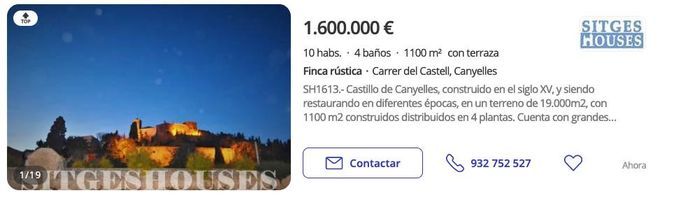 Castillo en venta en Sitges