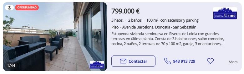 vivienda con terrazas en San Sebastián