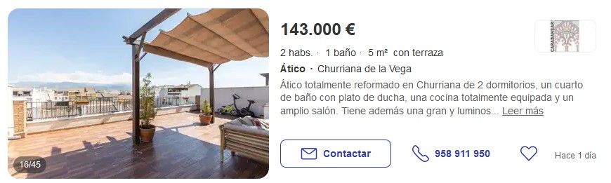 piso con terraza en Granada