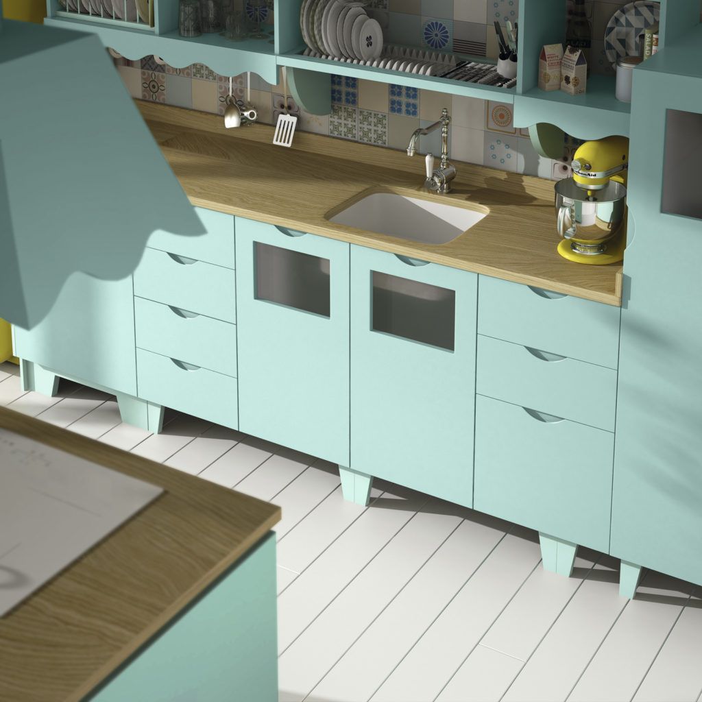 cocina vintage con colores clasicos