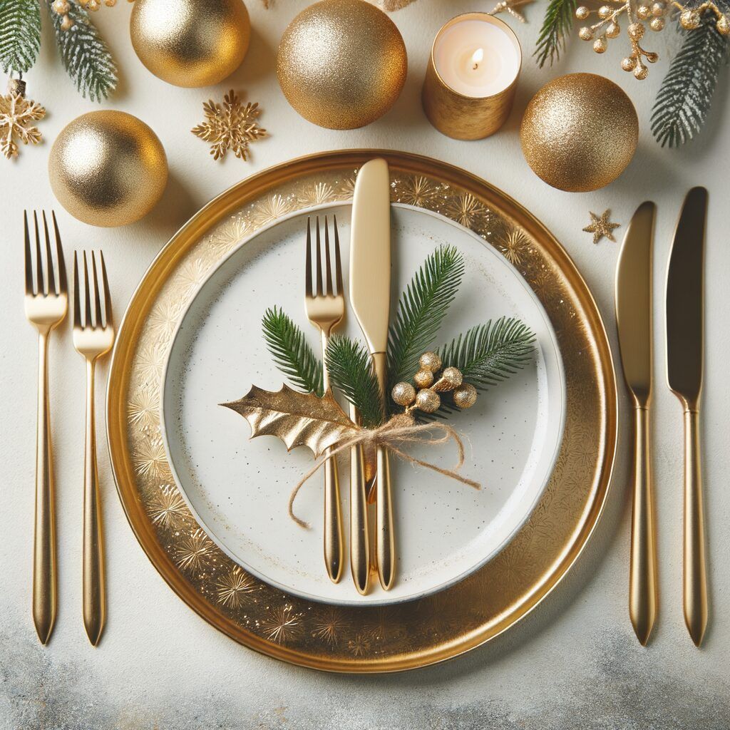 Cubiertos dorados de navidad