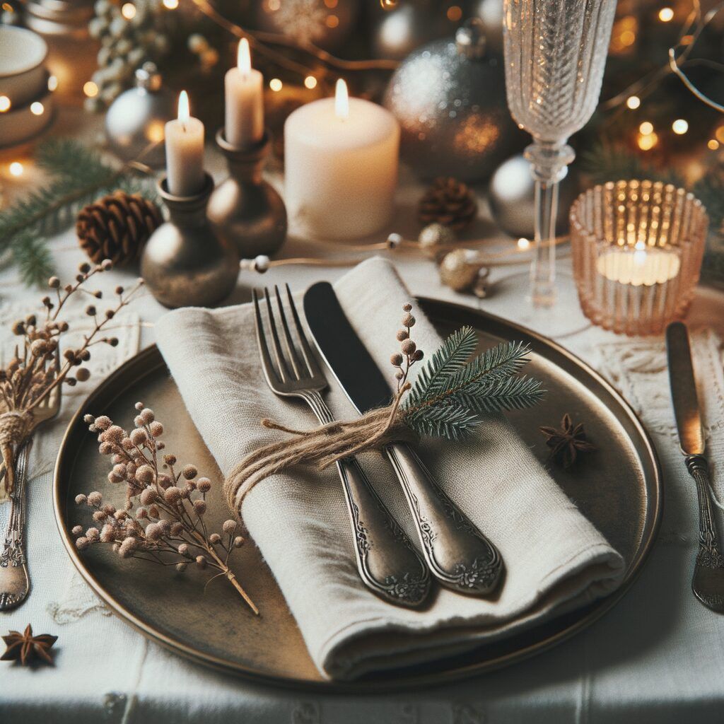 cubiertos vintage para navidad