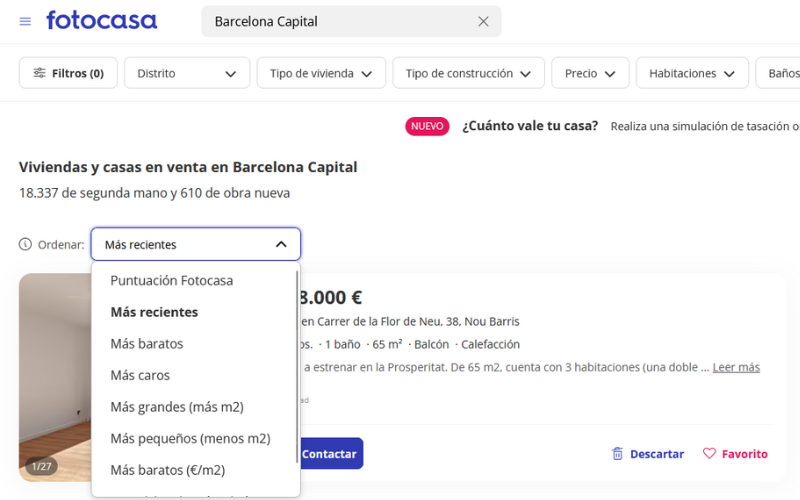 Cómo conocer los últimos anuncios publicados en Fotocasa