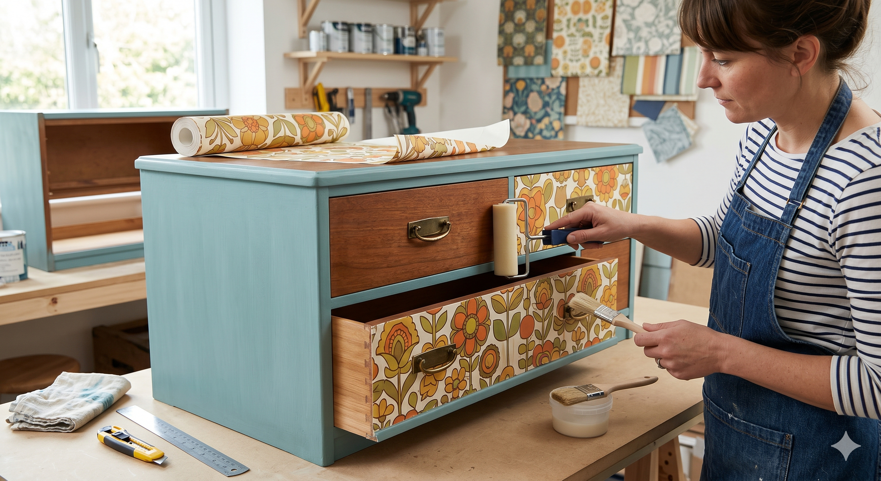 50 ideas de decoración baratas si acabas de mudarte a un nuevo piso - Fotocasa Life Decorar muebles antiguos usando papel pintado