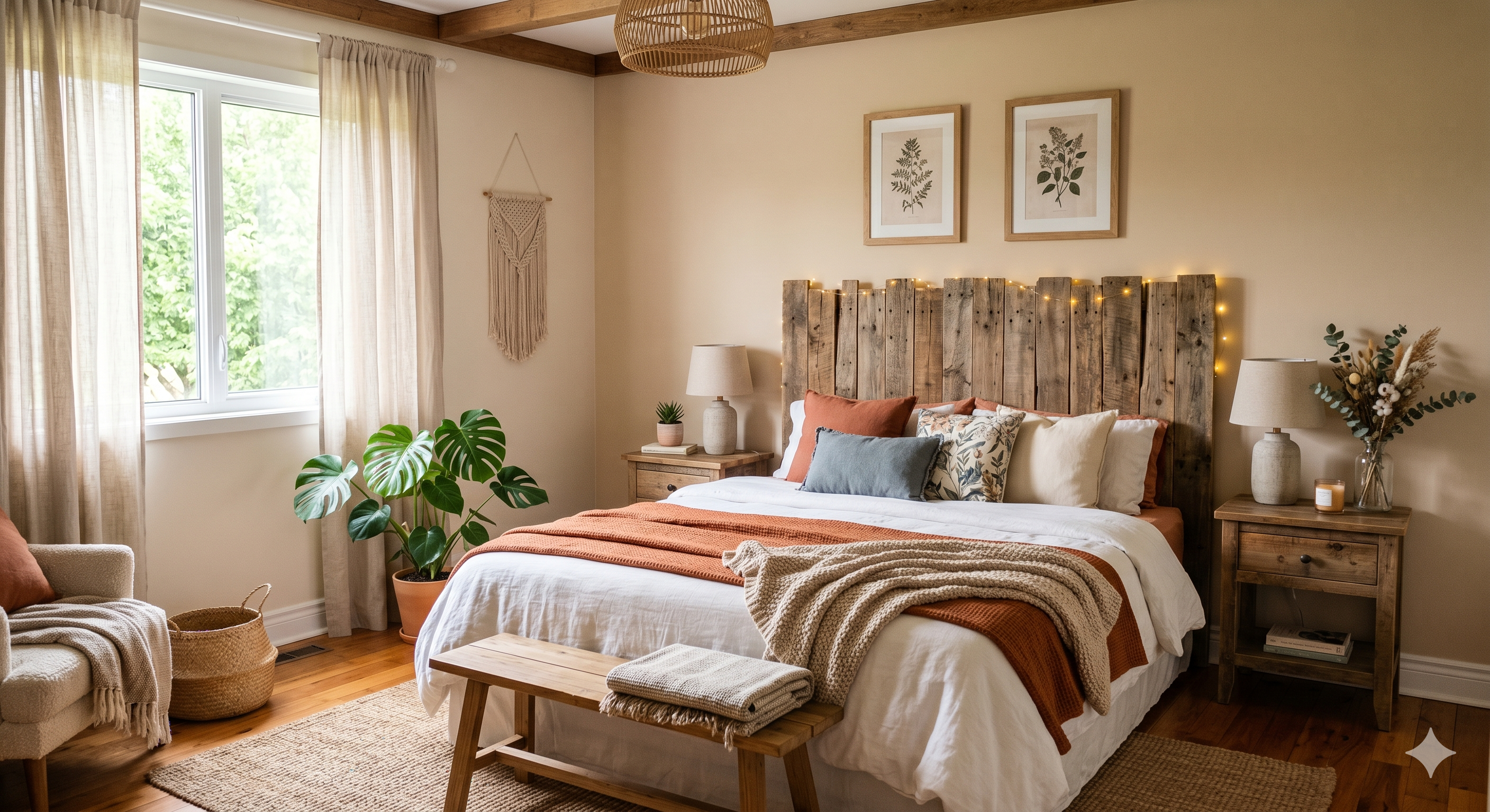 50 ideas de decoración baratas si acabas de mudarte a un nuevo piso - Fotocasa Life Un cabecero DIY hecho de madera