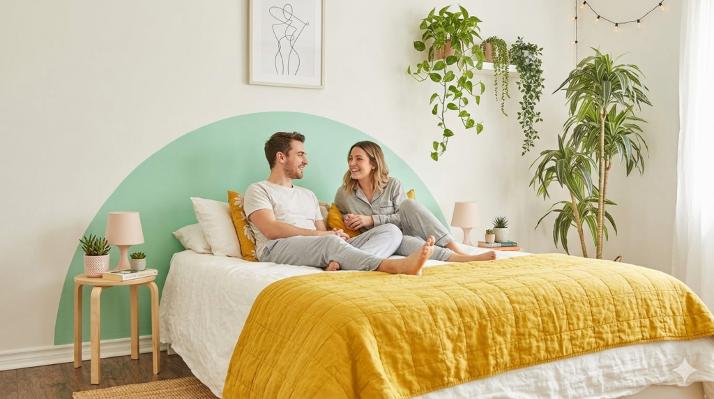 50 ideas de decoración baratas si acabas de mudarte a un nuevo piso - Fotocasa Life cabecero de cama pintado DIY