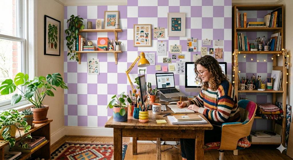 50 ideas de decoración baratas si acabas de mudarte a un nuevo piso - Fotocasa Life Checkered wall DIY