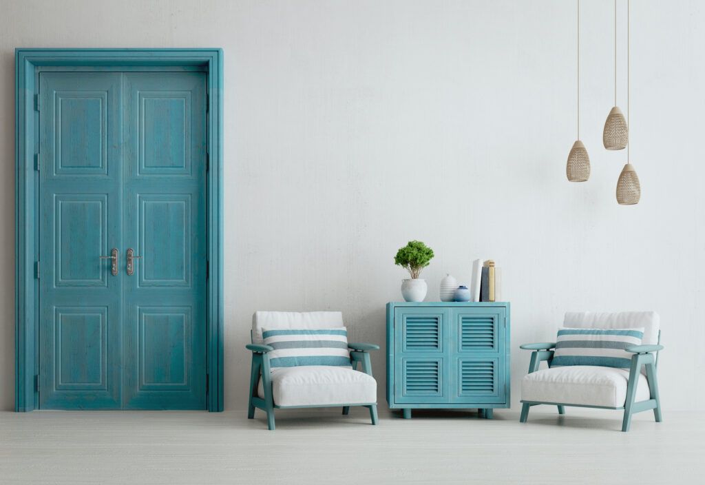 Decoración blanca y azul estilo mediterráneo - Getty Images