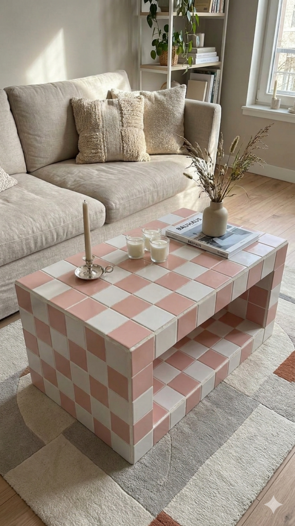 50 ideas de decoración baratas si acabas de mudarte a un nuevo piso - Fotocasa Life Mesa azulejos DIY