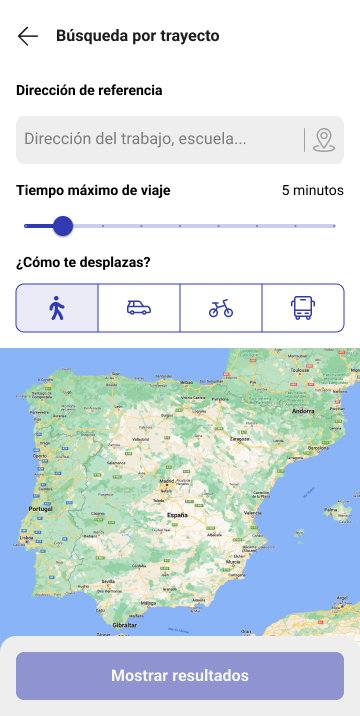 Búsqueda por trayectos de Fotocasa