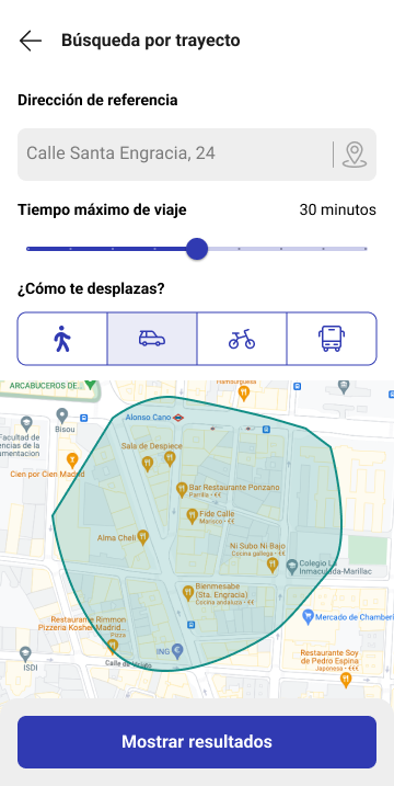 Búsqueda por trayectos de Fotocasa
