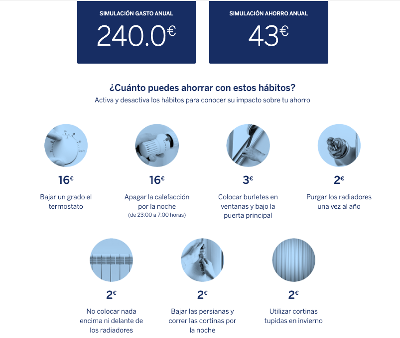 Cálculo ahorro en calefacción BBVA
