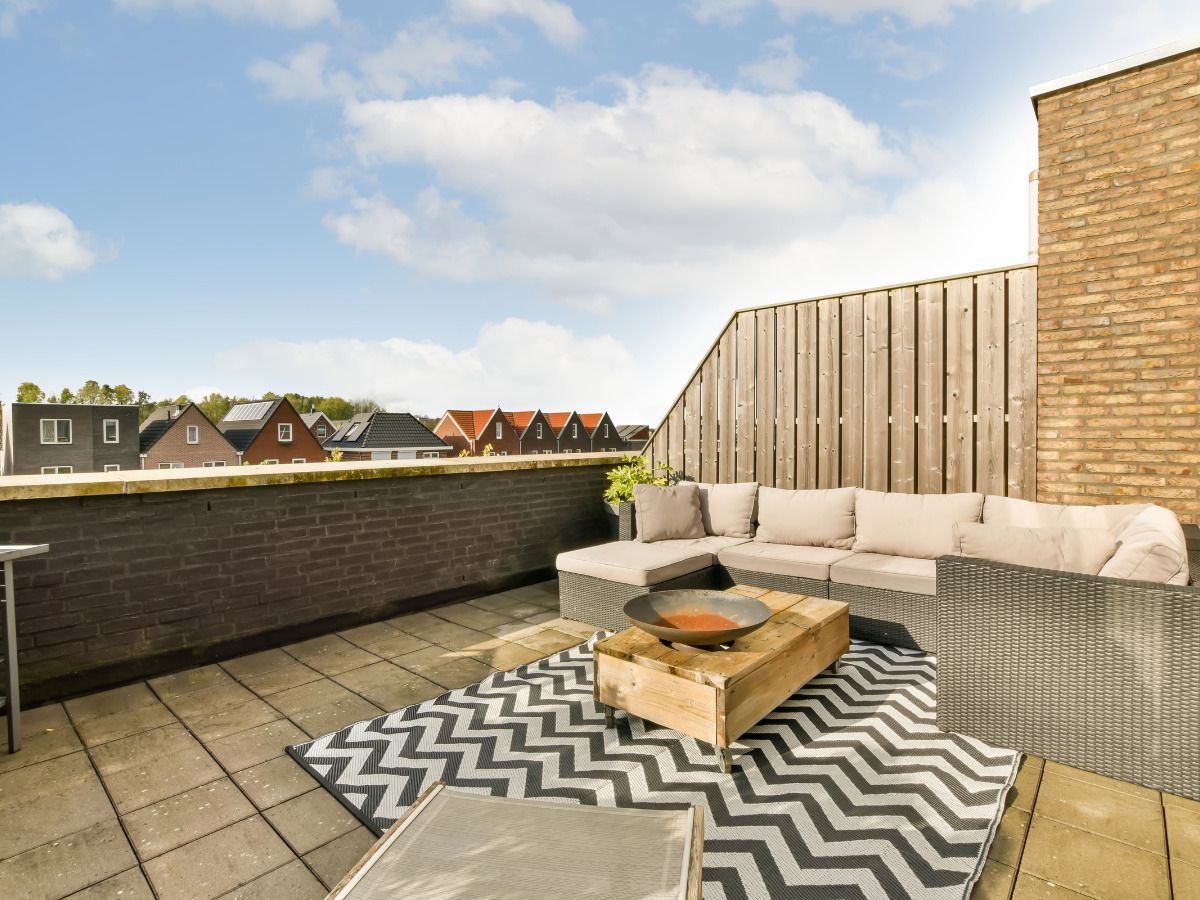 fogata portatil para terraza en invierno