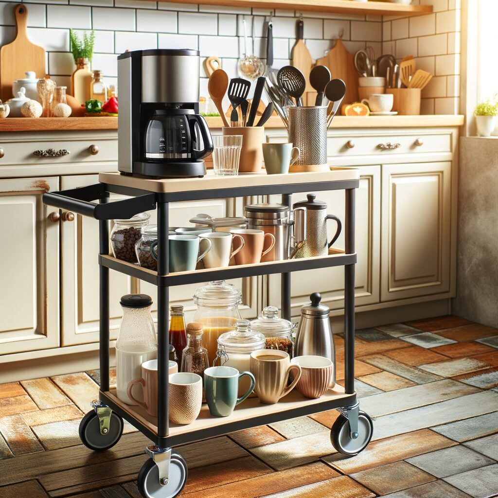 30 ideas baratas para tu cocina nueva que te encantarán - Fotocasa Life Un carrito para guardar productos en la cocina