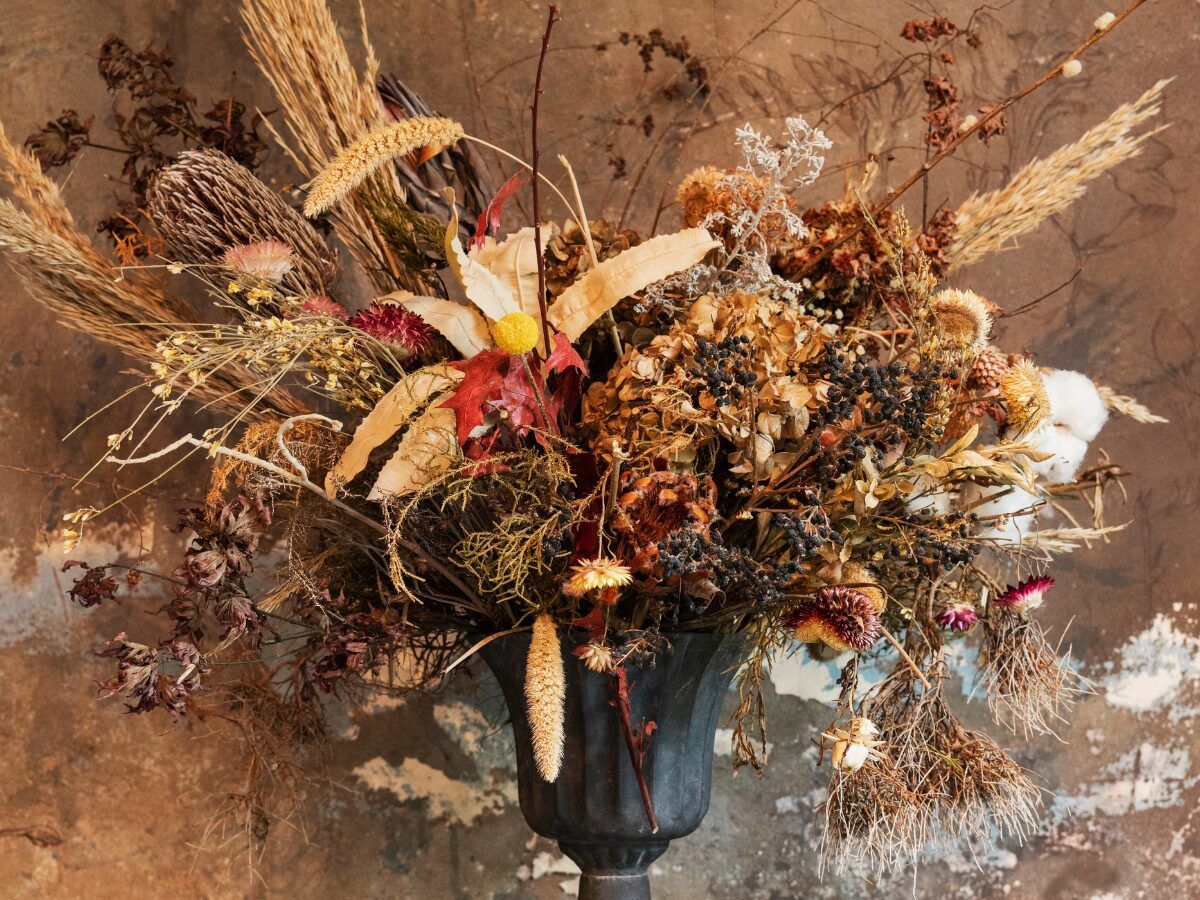 Flores secas para decoración de otoño