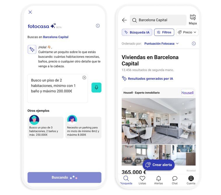 La nueva Búsqueda Asistida por IA de Fotocasa permite encontrar vivienda hablando o escribiendo tus preferencias