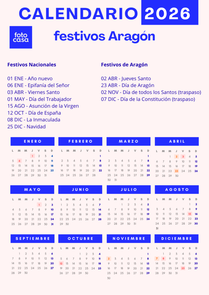 Calendario laboral 2026 Aragón