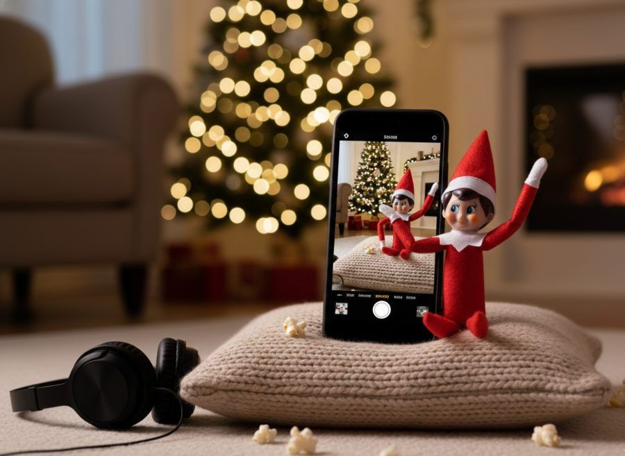 Elfo haciéndose un selfie idea navideña