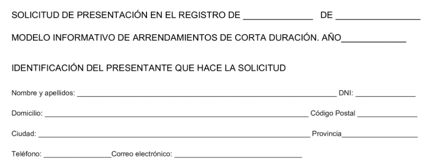 Modelo informativo de arrendamientos de corta duración