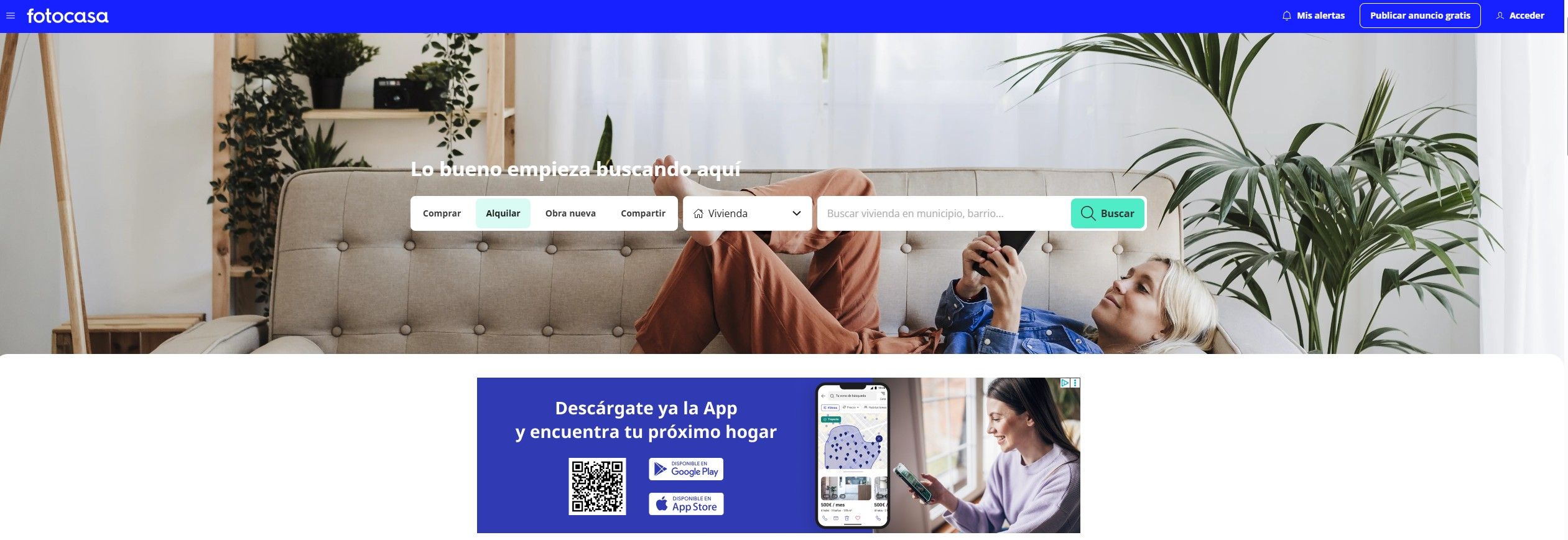 Fotocasa renueva su homepage con un diseño orientado a transmitir calma en la búsqueda de vivienda