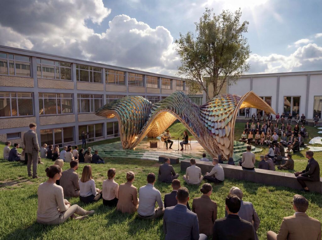 Una obra arquitectónica sostenible inspirada en Gaudí representará a España en Frankfurt 2026