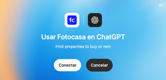 Imagen de la app de Fotocasa en ChatGPT.