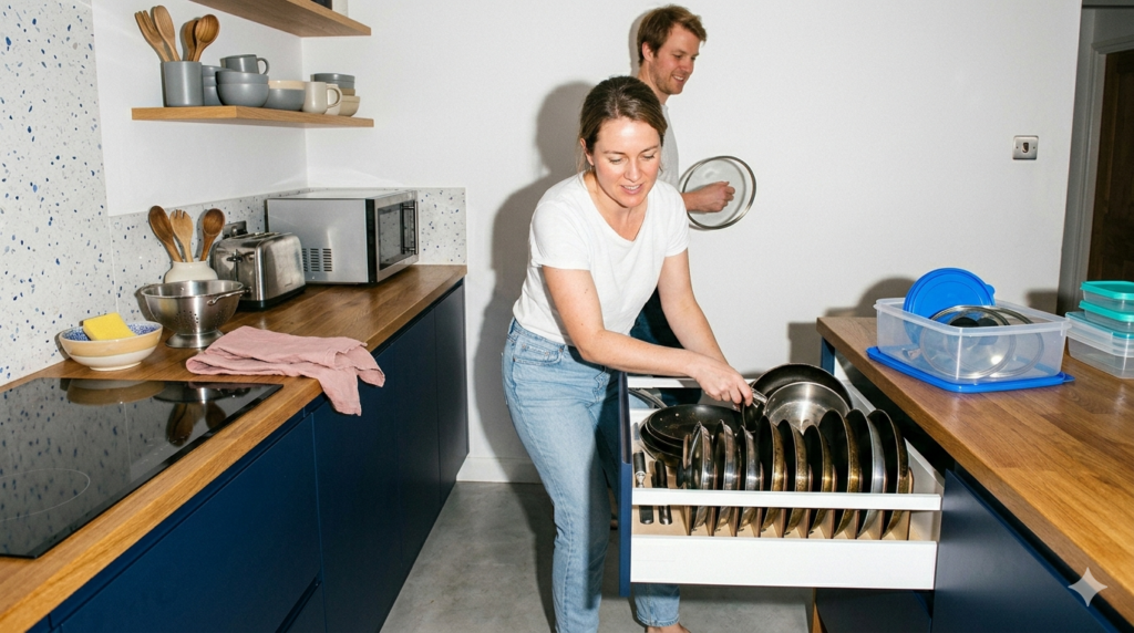 Organizar sartenes, tapas y tápers: 5 ideas ingeniosas (y poco vistas) que multiplican el espacio en tu cocina