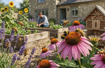 Jardín de bajo mantenimiento para abejas: las plantas y trucos que transforman tu exterior en un refugio natural