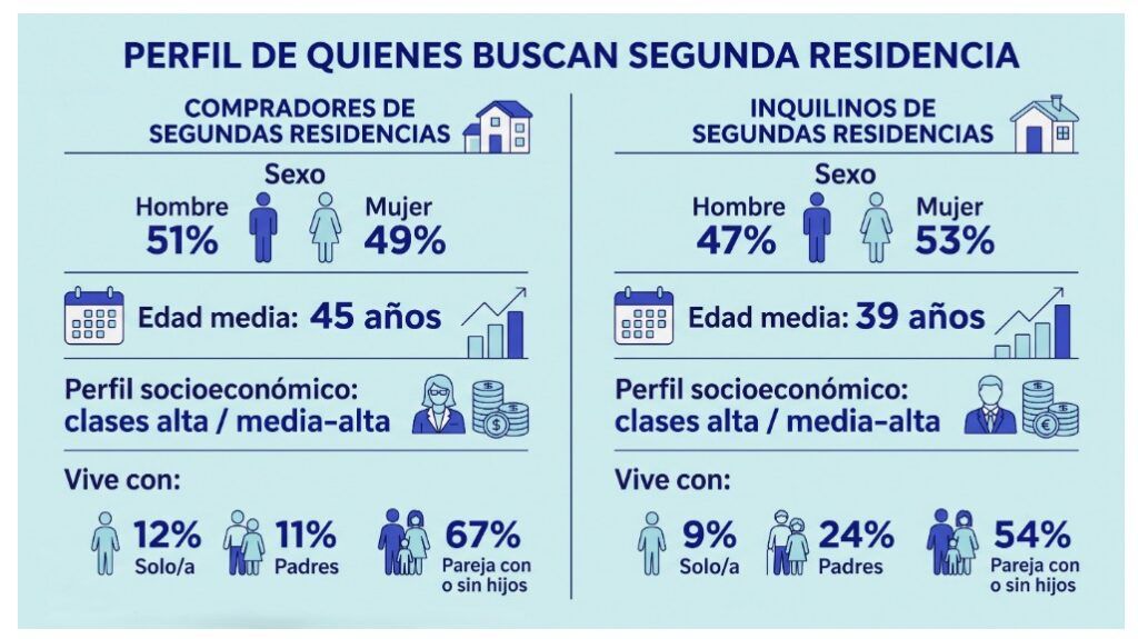 Perfil de quienes buscan segunda residencia en España.