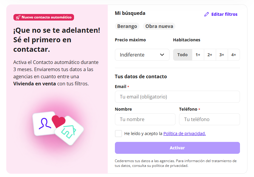 ¿Estás buscando piso? El truco de Fotocasa para ser el primero en contactar con un nuevo anuncio - Fotocasa Life Contacto automático Fotocasa