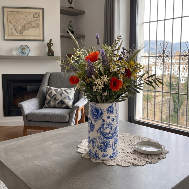 15 ideas de manualidades que puedes hacer en una tarde para personalizar tu casa - Fotocasa Life un florero hecho con una lata con decoupage