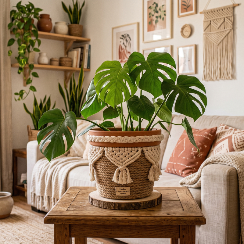 15 ideas de manualidades que puedes hacer en una tarde para personalizar tu casa - Fotocasa Life un macetero bonito hecho con macramé