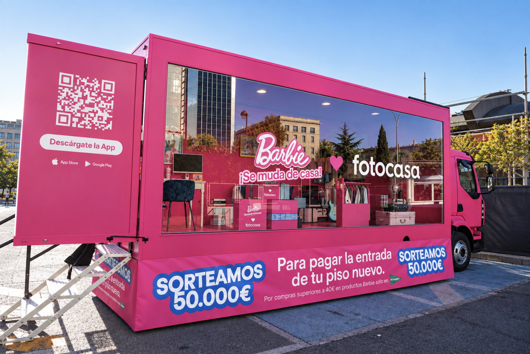 Fotocasa lleva a Madrid el camión de la mudanza de Barbie