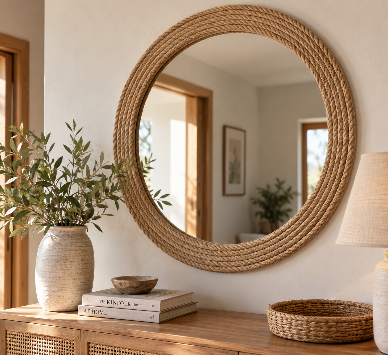 Cómo decorar un espejo con cuerda de yute {IA}