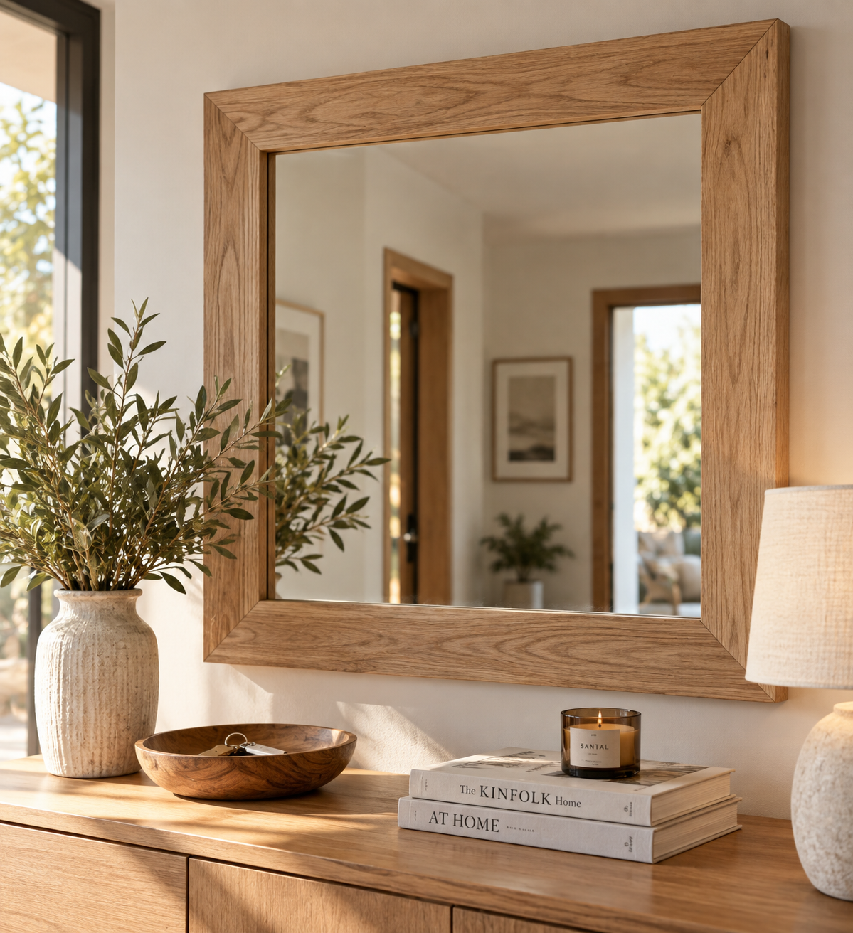 Cómo decorar un espejo con un marco de madera {IA}